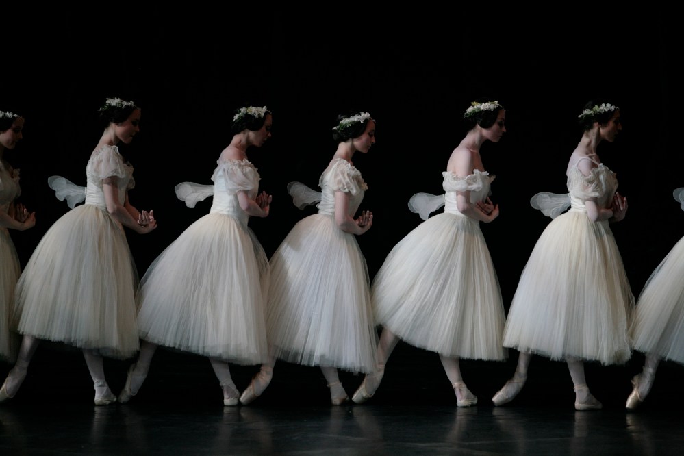The corps of Paris Opera Ballet, Giselle Act II. Photo: Sébastien Mathé