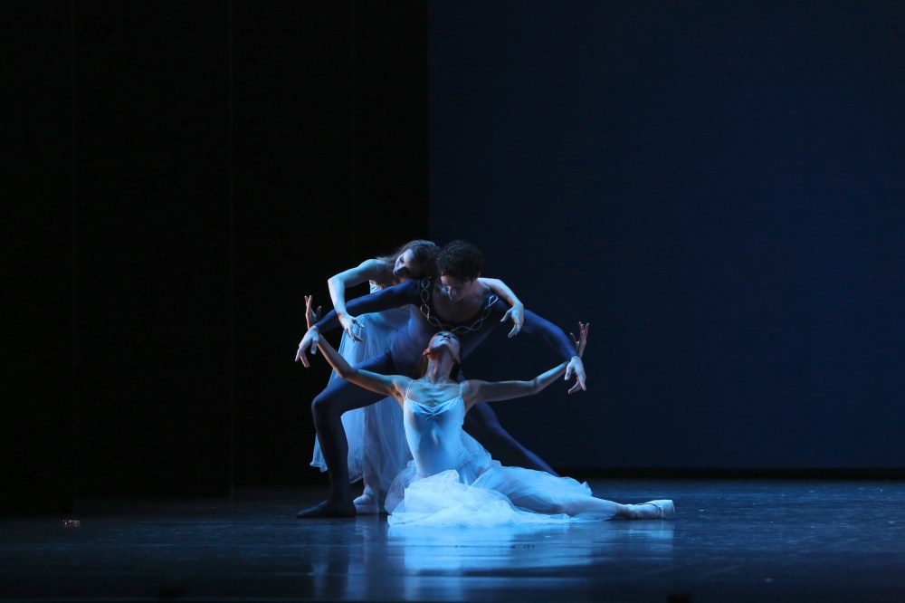Katherine Rooke (top), Emilio Pavan and Meng Ningning in Serenade. Photo: David Kelly