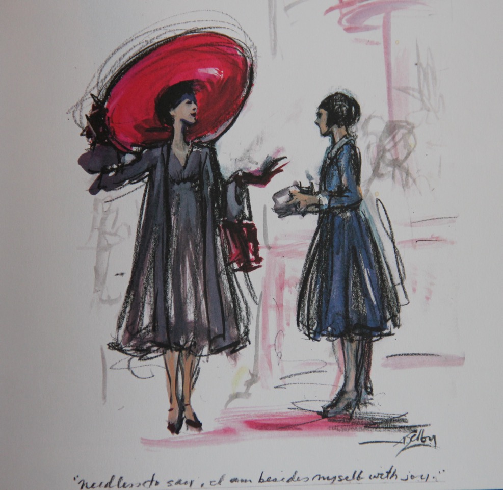 A sketch by Andrea Selby of costumes for An American in Paris