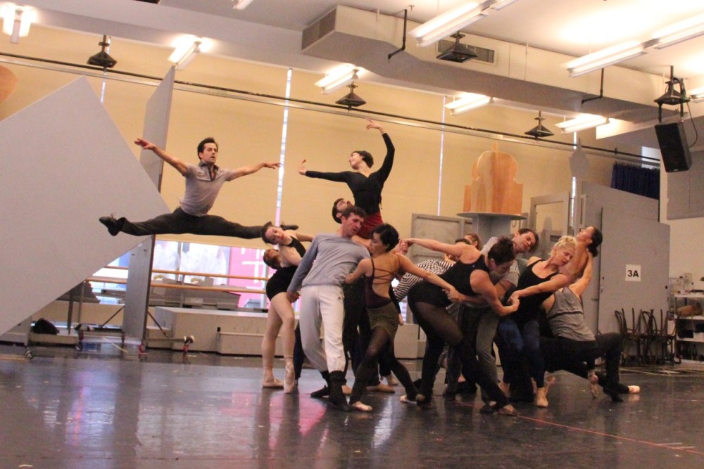 Robert Fairchild in flight during rehearsals for An American in Paris. Photo: Matt Trent