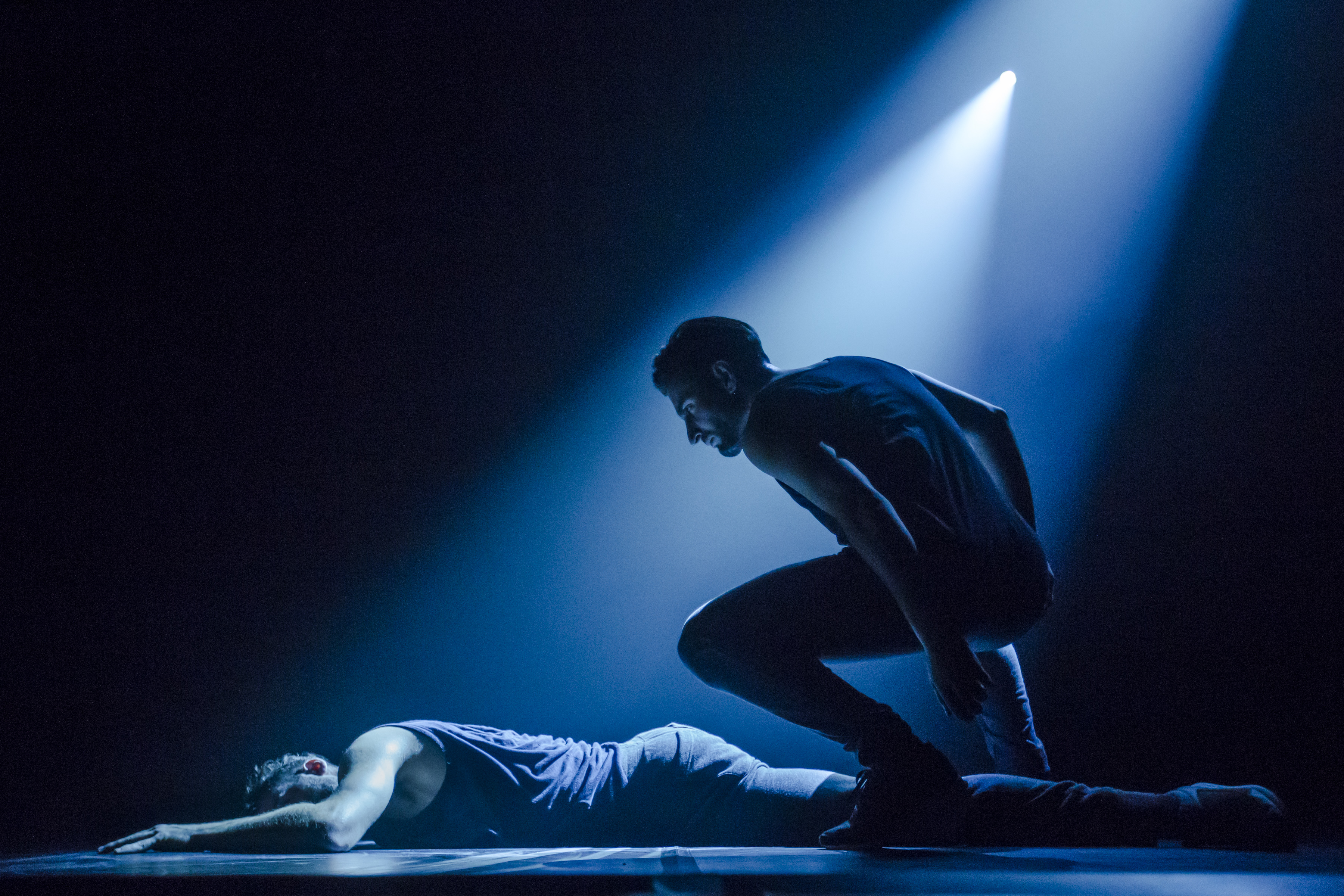 Sydney Dance Company New Breed, Conform. Choreography by Kristina Chan. Dancers Richard Cilli and Petros Treklis. Photo by Peter Greig